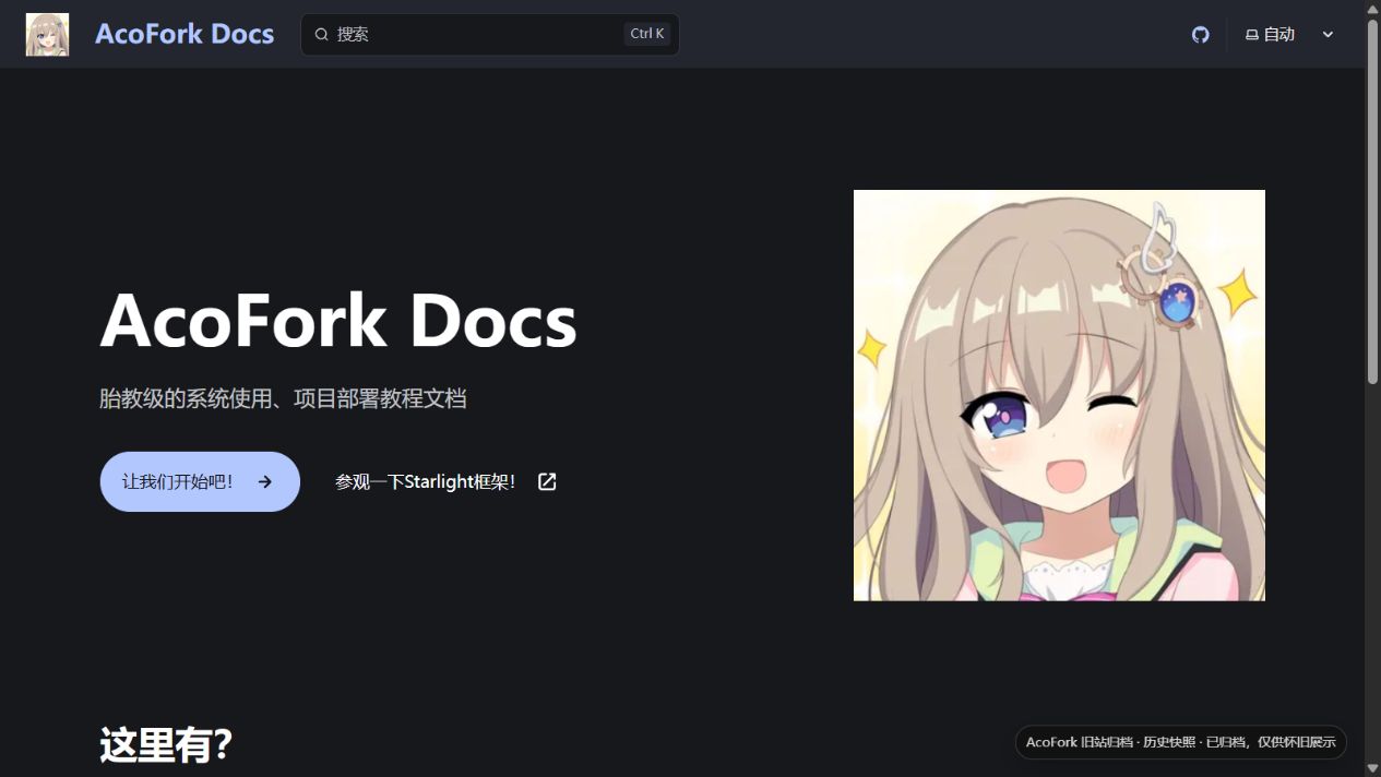 AcoFork Docs Demo 首屏预览